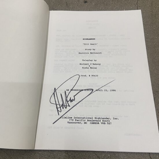TILL DEATH HIGHLANDER SCRIPT & SIGNED PHOTO