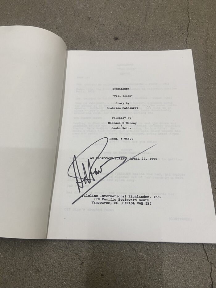 TILL DEATH HIGHLANDER SCRIPT & SIGNED PHOTO